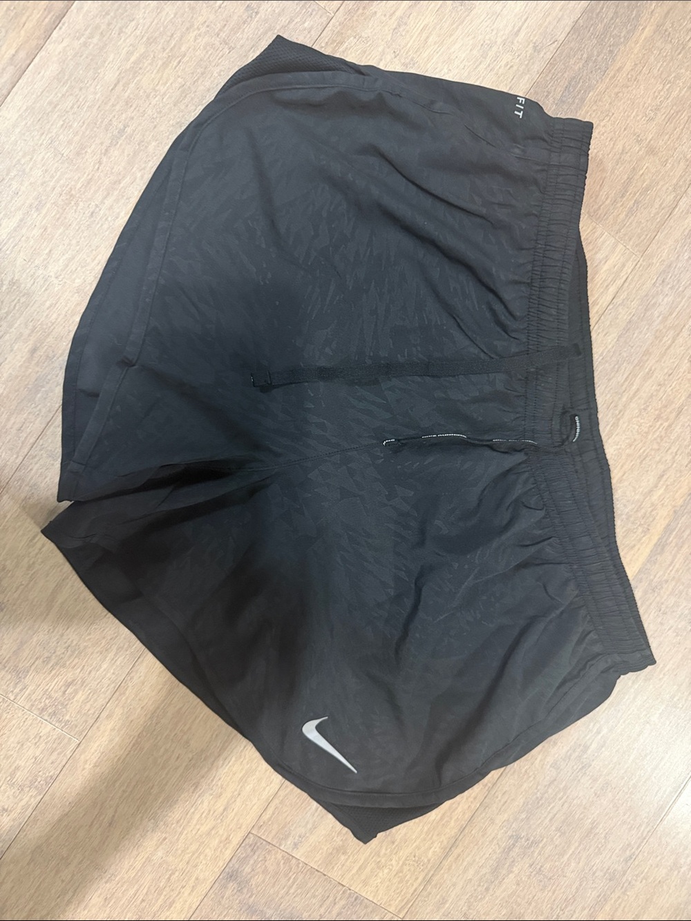Nike Black Athletic Shorts with Silver Swoosh